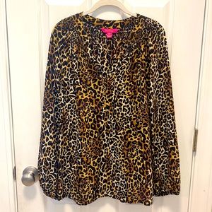 NWOT Lilly Pulitzer Elsa Silk Top Onyx My Favorite Spot